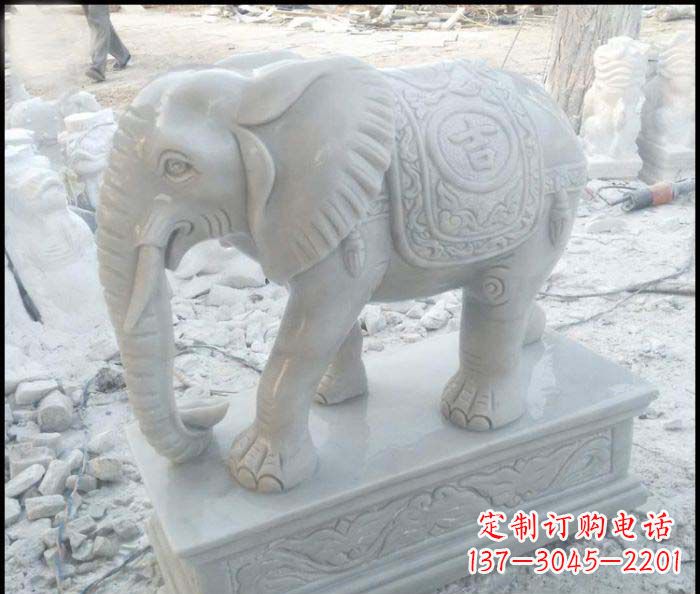 宁夏高端大象汉白玉雕塑