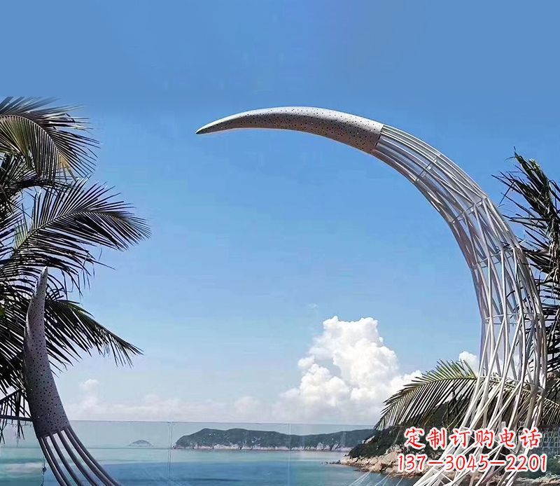 宁夏景区不锈钢镂空月亮雕塑