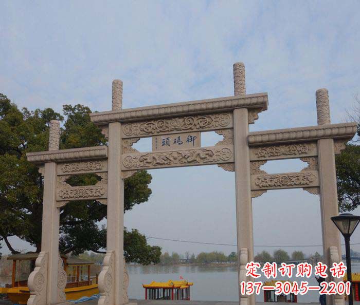 宁夏景区三门牌坊石雕 (6)