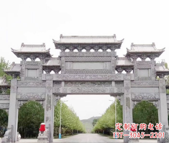 宁夏三门石雕牌坊,独具特色的地标雕塑