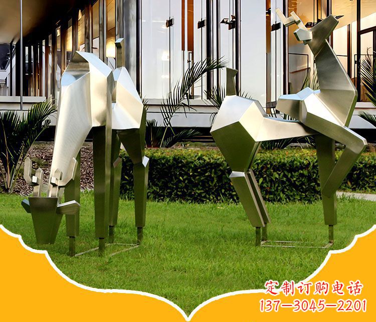 宁夏镜面福鹿不锈钢雕塑