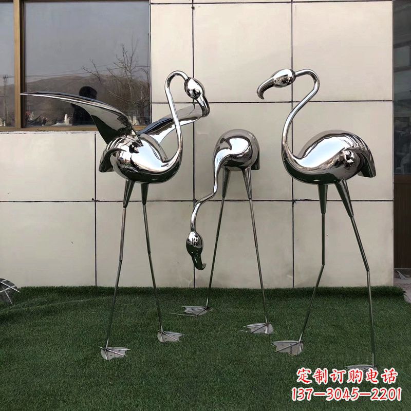 宁夏魅力传递,不锈钢仙鹤雕塑