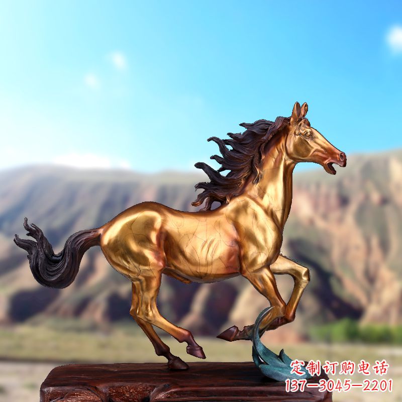 宁夏烤漆铜动物雕塑,精美马雕