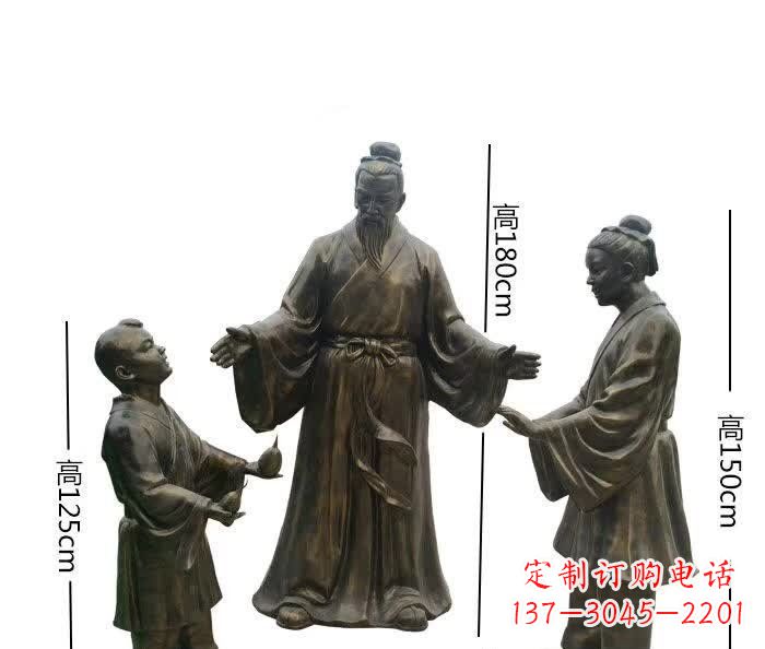 宁夏经典传承,孔融让梨人物铜雕