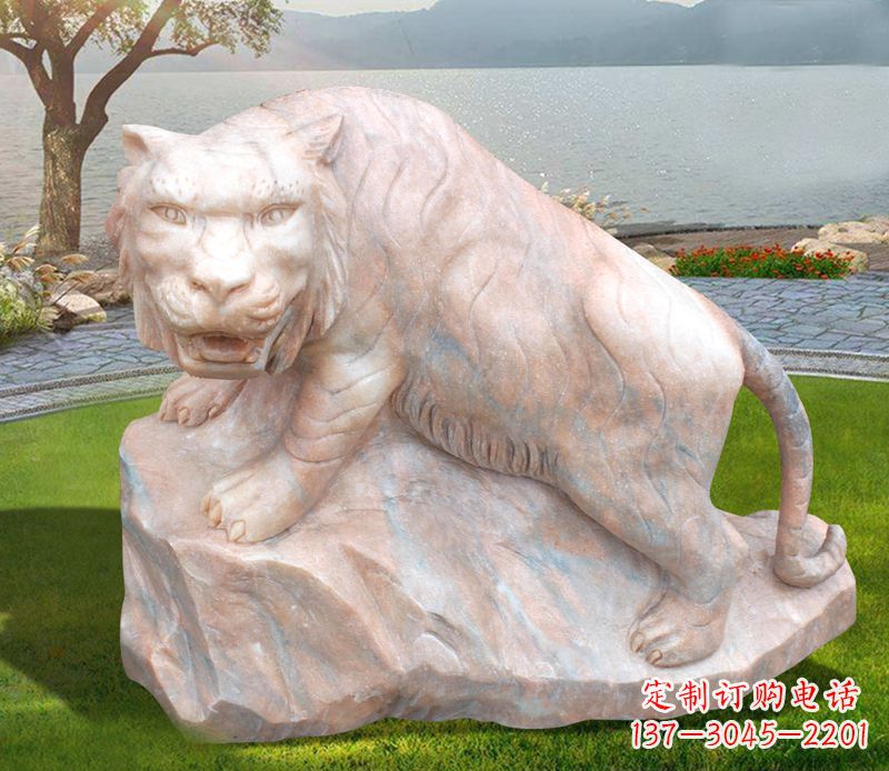 宁夏金灿灿的老虎石雕公园动物摆件