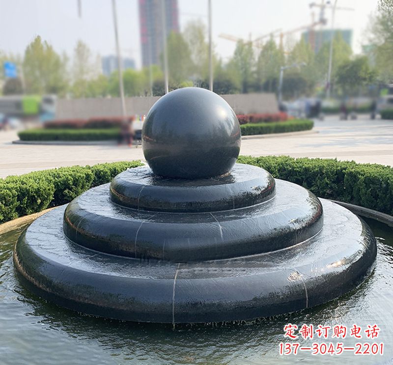 宁夏临沂石雕风水球喷泉,雕塑定制专属于您