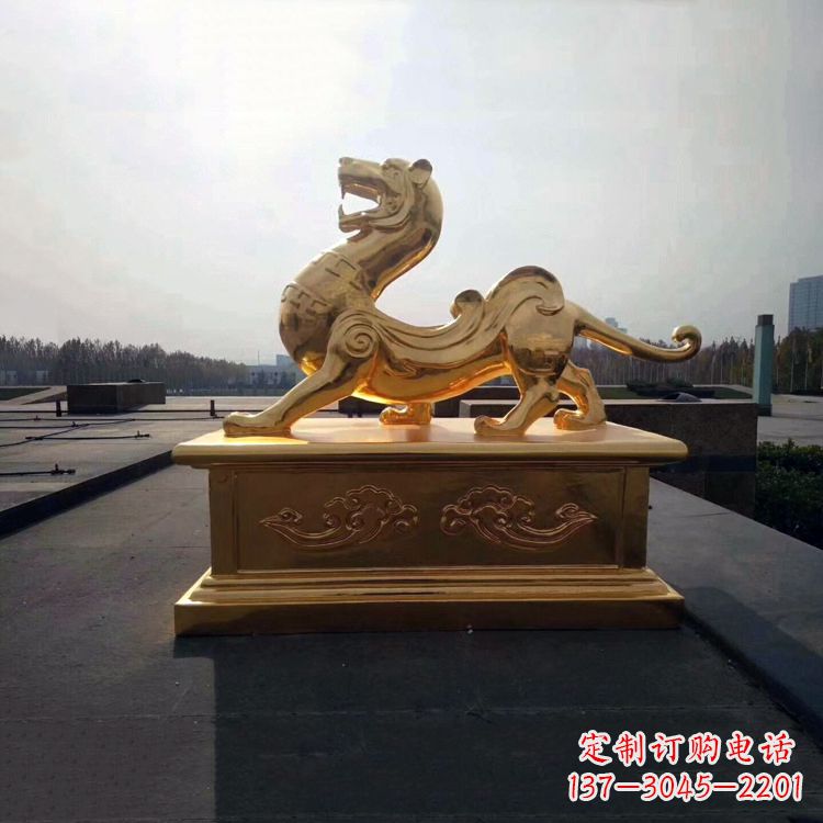 宁夏引领神兽,虎魂鎏金铜雕