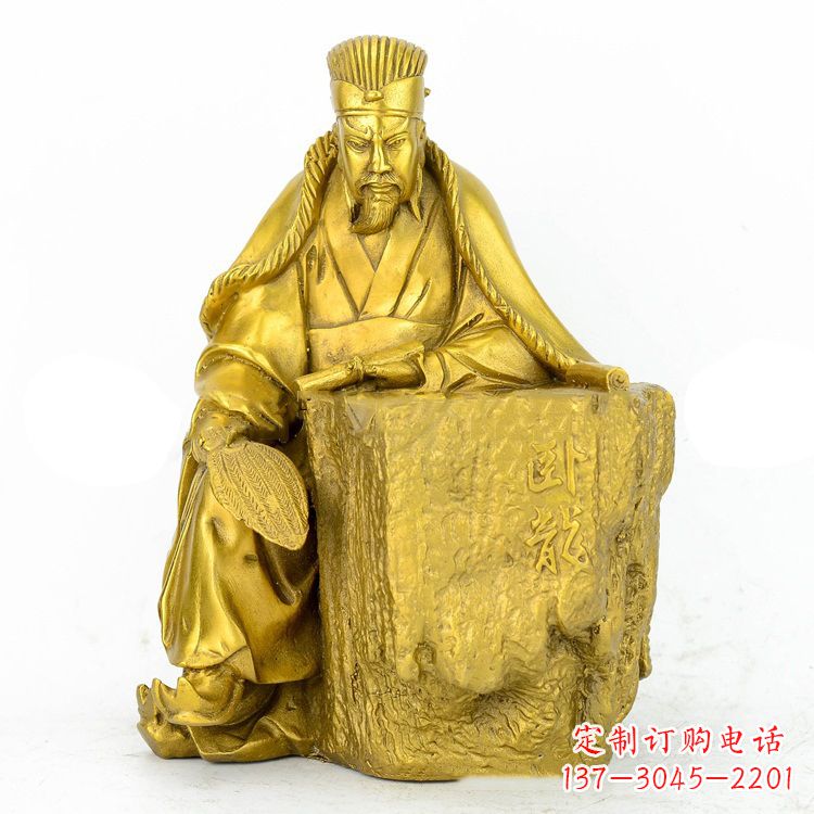 宁夏精致细腻的诸葛亮鎏金雕塑