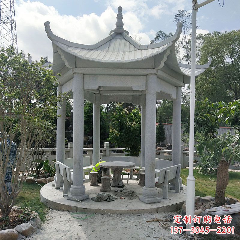 宁夏六角大理石凉亭雕塑中领雕塑是一家专业的雕…