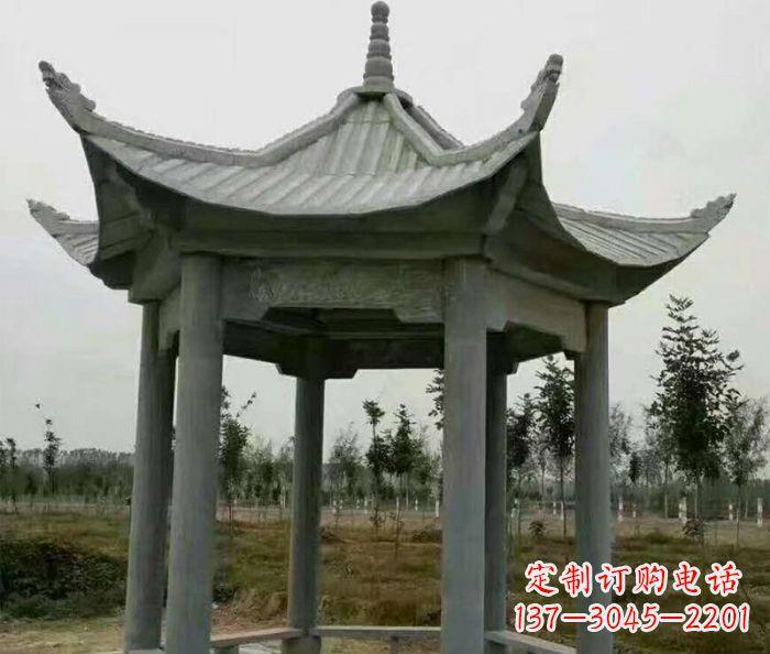 宁夏精美六角石凉亭雕塑
