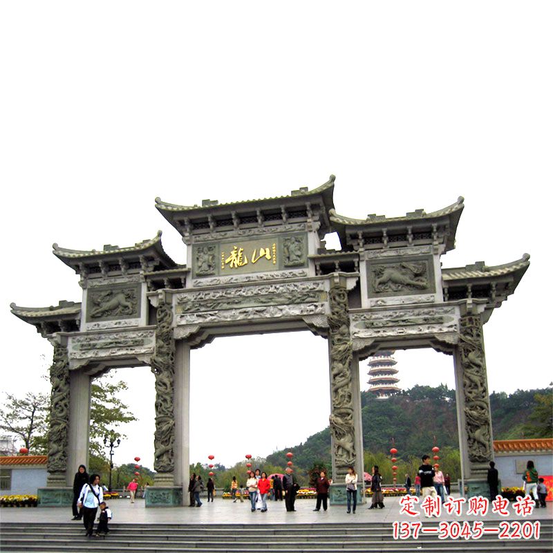 宁夏龙山景区大型石头雕塑牌楼,定制之选