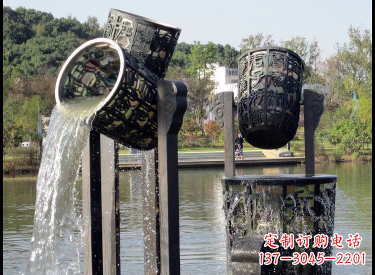 宁夏高贵典雅的铜雕喷泉