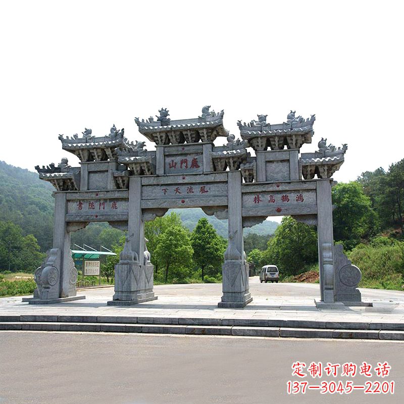 宁夏鹿门山景区仿古石雕牌楼雕塑-让你亲近历史