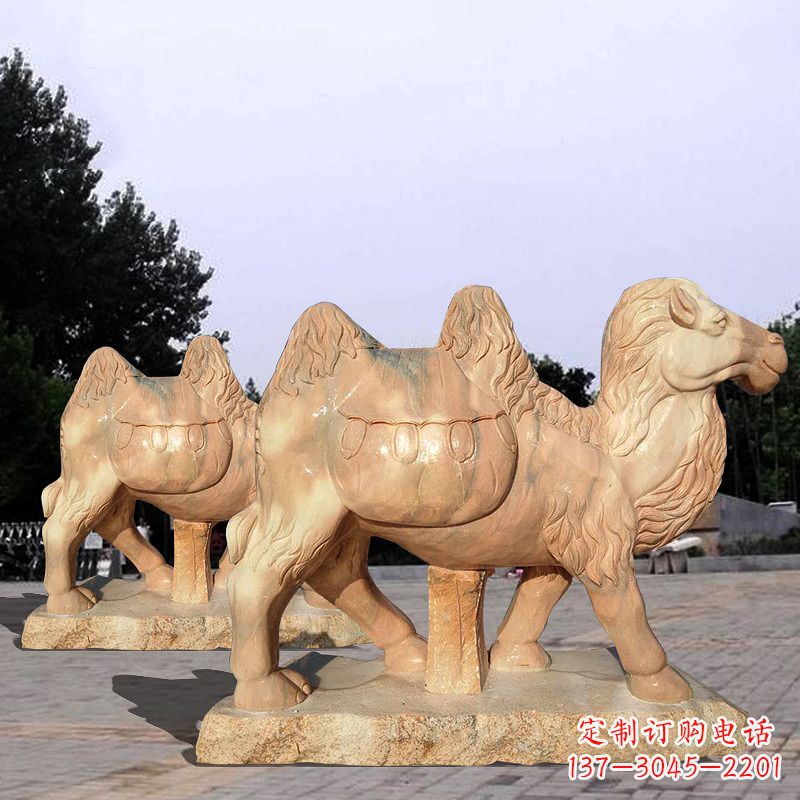 宁夏骆驼雕塑晚霞红石雕动物