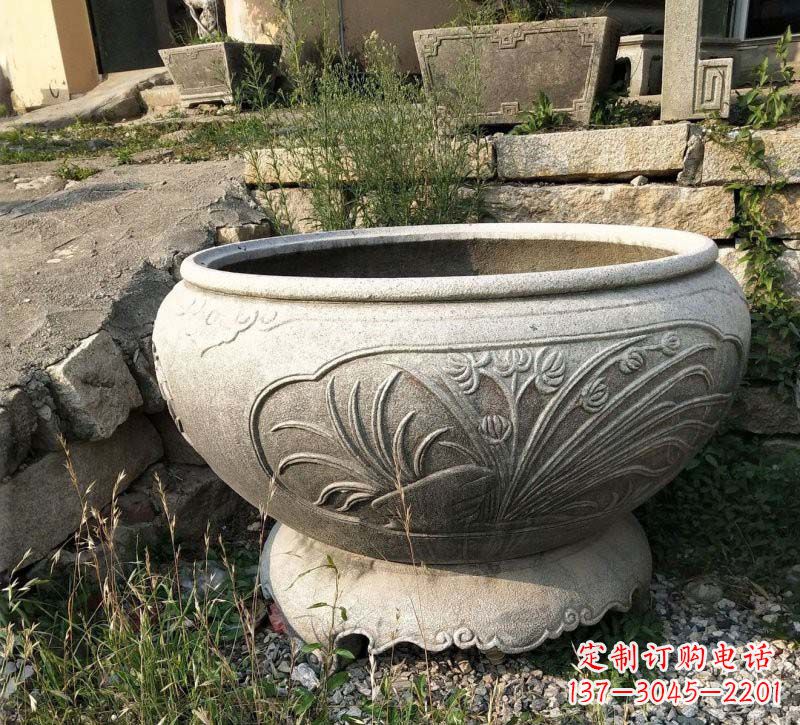 宁夏中领雕塑梅兰竹菊浮雕石水缸