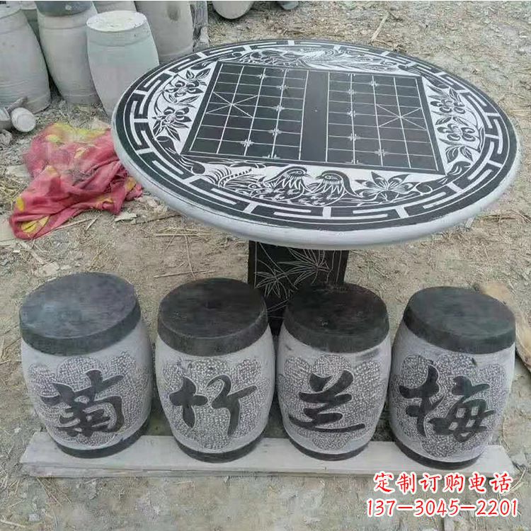 宁夏传统文化融入石桌凳雕塑