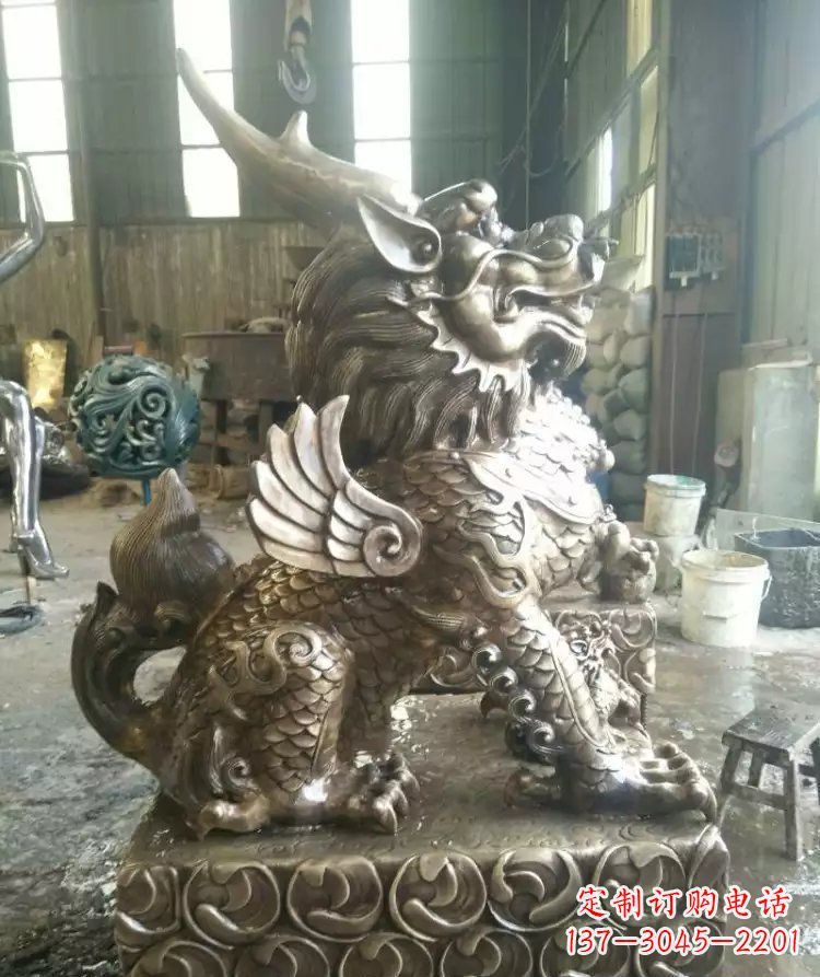 宁夏门口麒麟铜雕 (3)