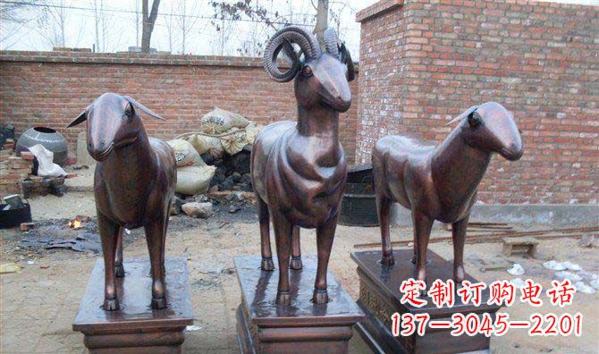宁夏绵羊铸铜雕塑,仿铜动物雕塑