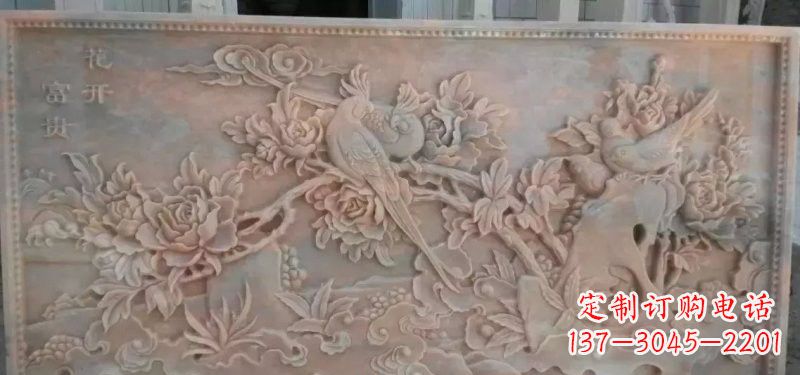 宁夏美轮美奂的牡丹花石浮雕