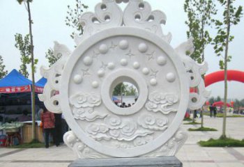 宁夏精雕细琢汉白玉双龙石门墩雕塑