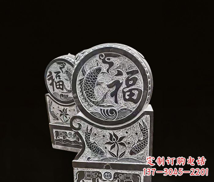 宁夏年年有余雕塑-门墩仿古抱鼓石
