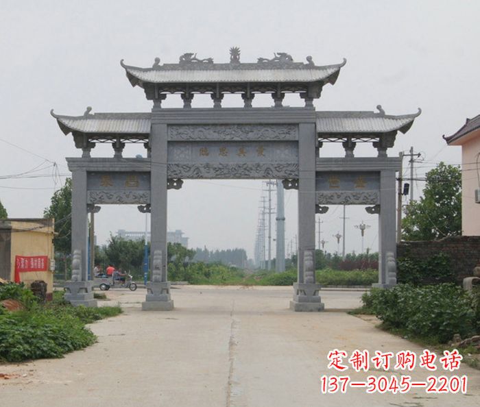 宁夏艺术雕塑牌坊精美装饰农村的美丽