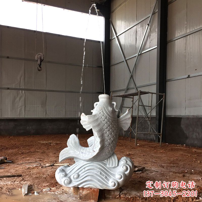 宁夏汉白玉石鲤鱼雕塑,让你的梦想成真!