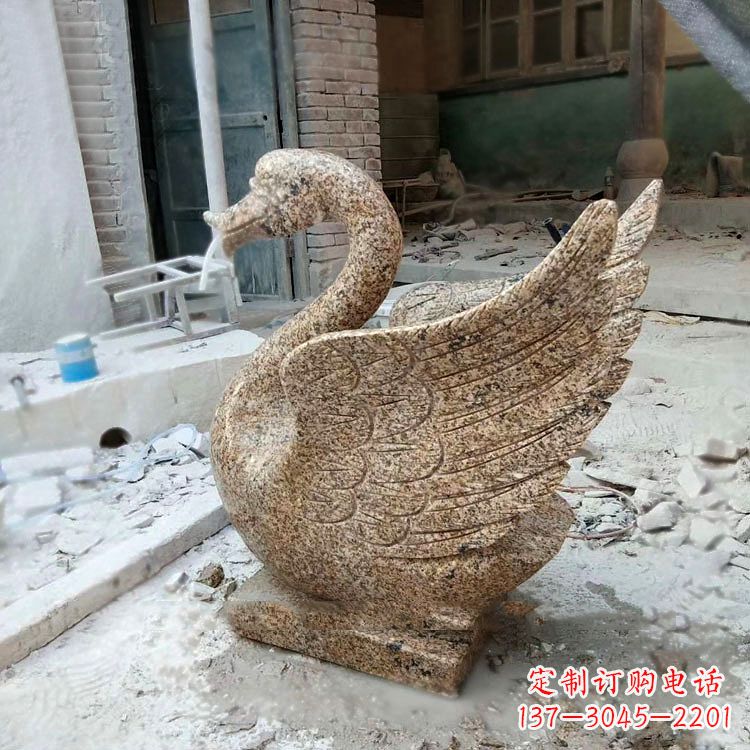 宁夏应用天鹅花岗岩制作的喷水雕塑