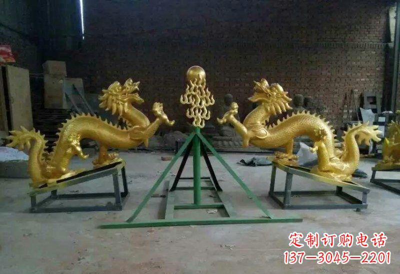 宁夏享受经典,领略古老传统,精美特色的双龙戏珠铜雕