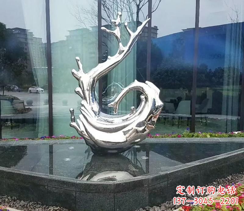 宁夏企业不锈钢火苗抽象雕塑