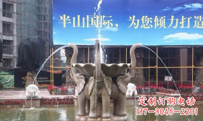 宁夏室内外精美小象喷泉石雕