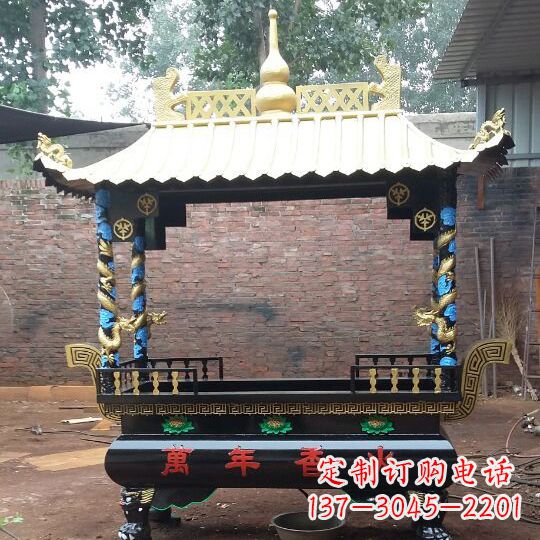 宁夏琴书侣雕藏文铜香炉
