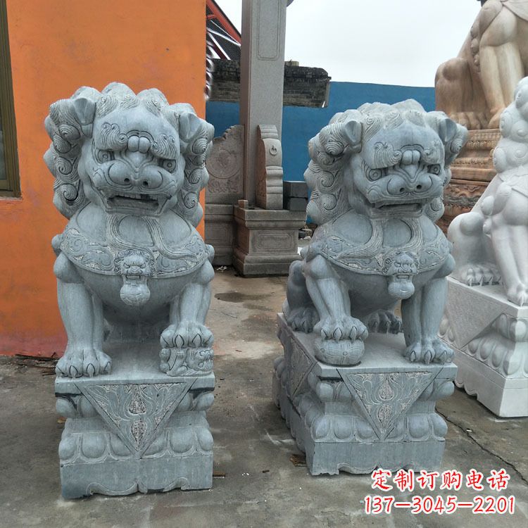 宁夏精美的青石北京小狮子雕塑