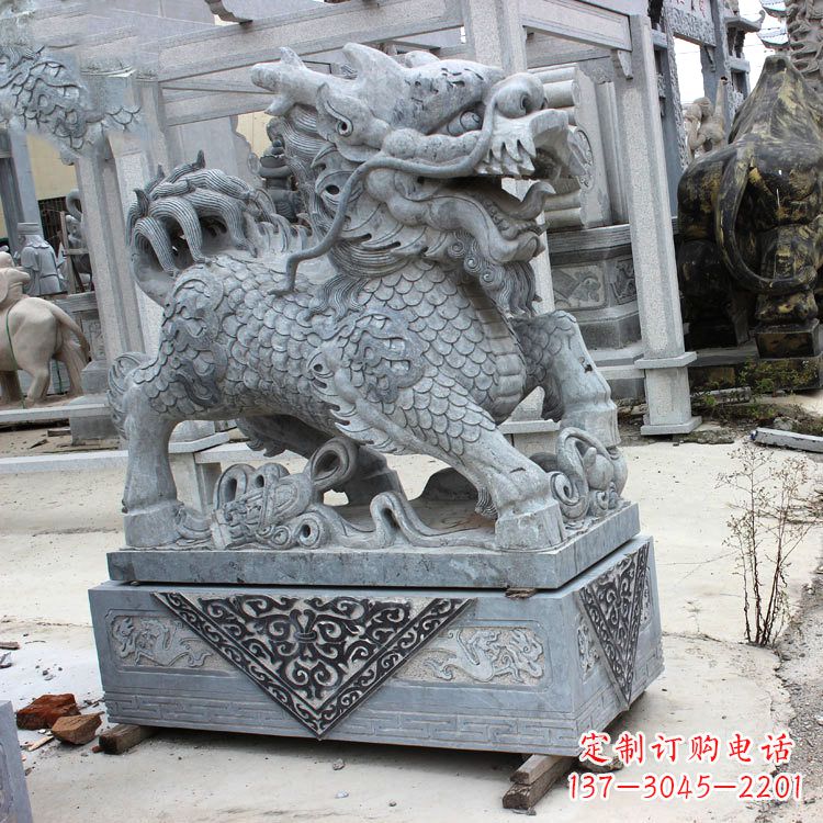 宁夏色彩缤纷的青石仿古石雕麒麟