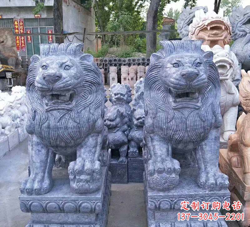 宁夏青石仿古西洋狮子石雕,典雅大气