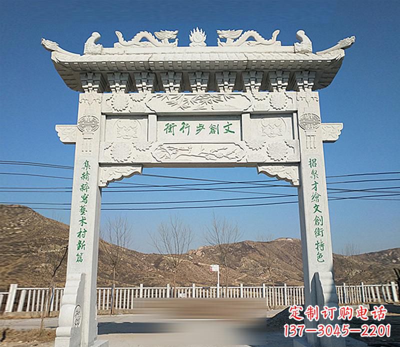 宁夏青石建筑单门牌坊雕塑