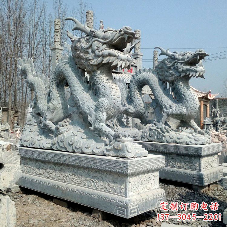 宁夏传统工艺青石龙雕塑