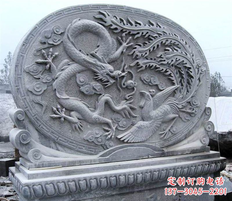 宁夏青石古典美——龙凤呈祥雕塑