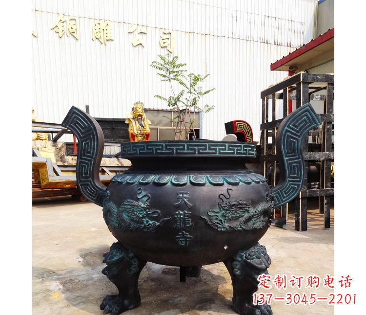 宁夏精美青铜寺庙广场香炉雕塑