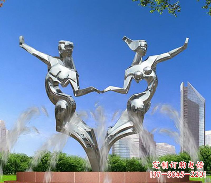 宁夏爱情镌刻,不锈钢抽象情侣雕塑