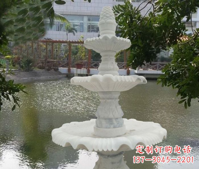 宁夏精致美观的三层喷泉汉白玉公园石雕