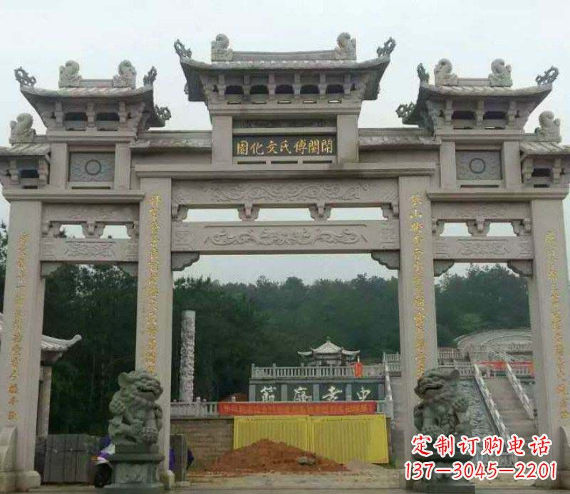 宁夏三门大理石牌坊石雕