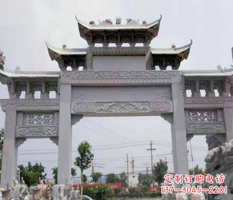 宁夏三门大理石牌坊石雕 (3)
