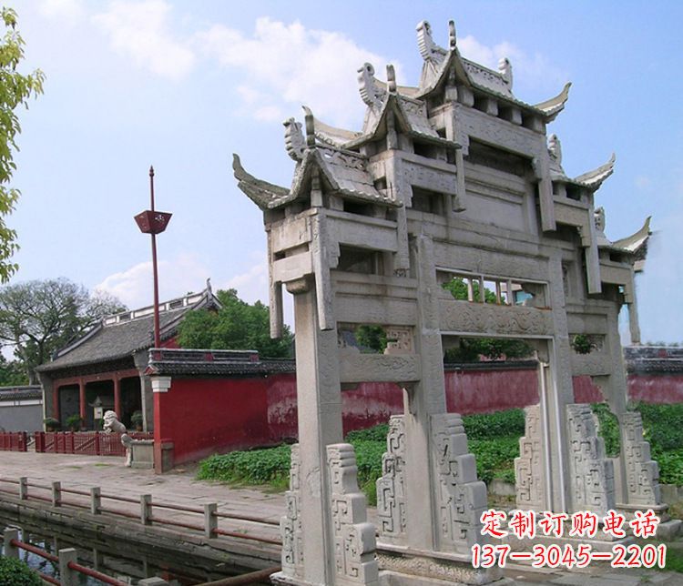 宁夏三门大型牌坊石雕