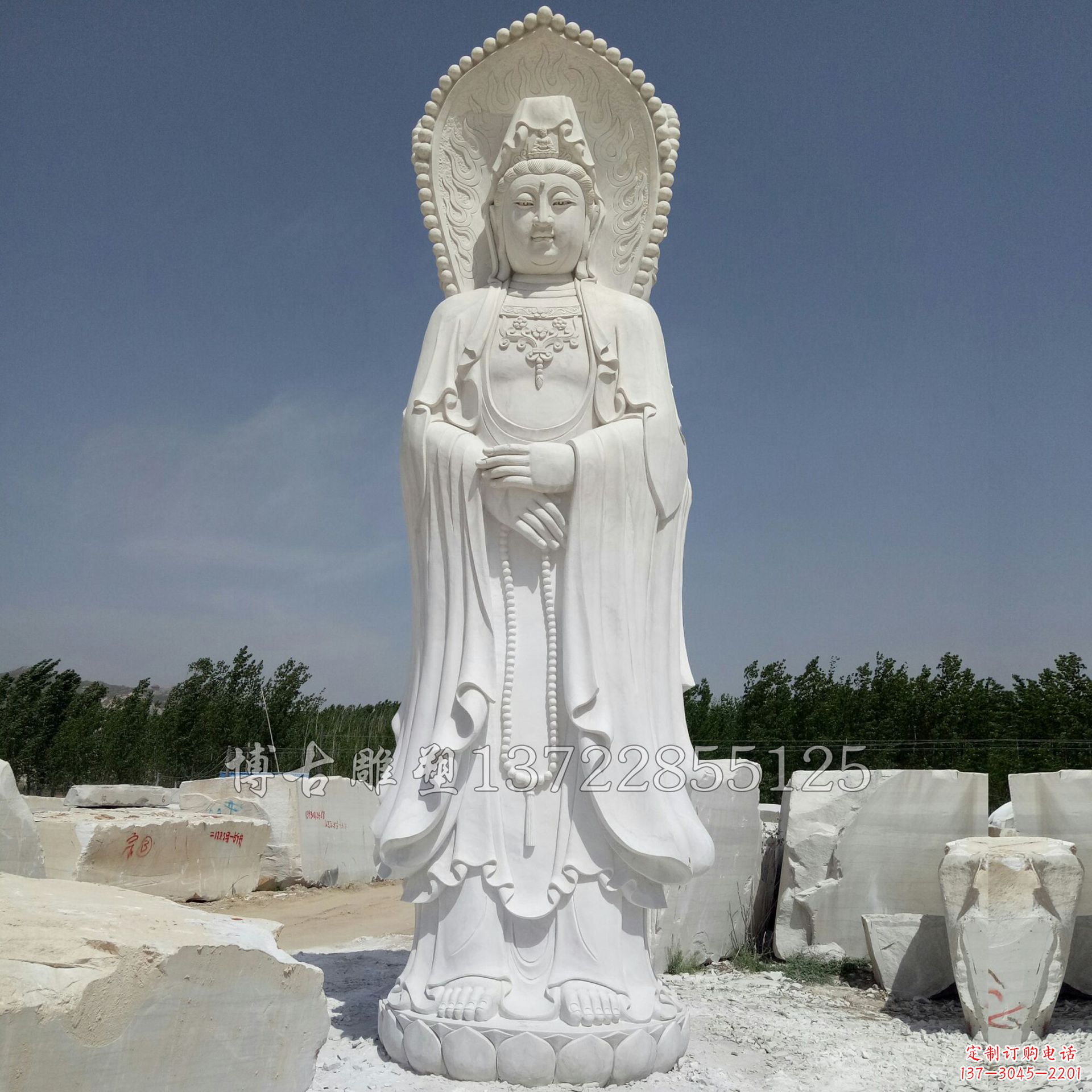 宁夏观赏性质的三面观音石雕塑