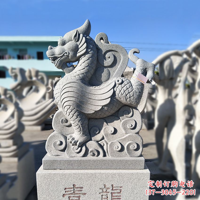 宁夏造型独特的上古四灵之青龙砂岩石雕塑