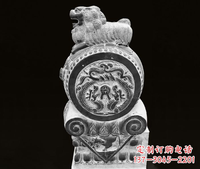 宁夏中领雕塑狮子石抱鼓仿古石门墩