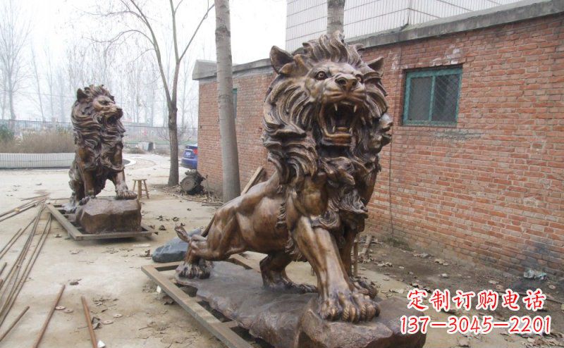 宁夏狮子企业动物铜雕