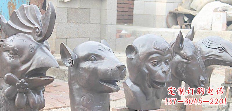 宁夏十二生肖铜雕,独特的动物雕塑