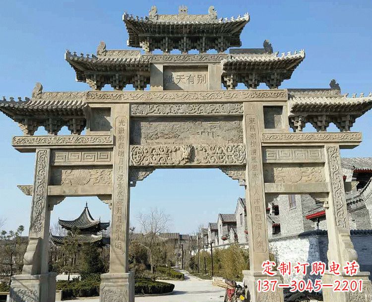 宁夏中领雕塑-把双主楼石雕楼牌坊定制出精美之美